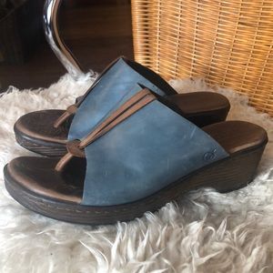 Born boho blue leather clogs